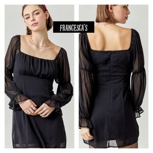 (4)🌷New Francesca’s Josanna Juliet Sleeve Black  Mini Dress🌷